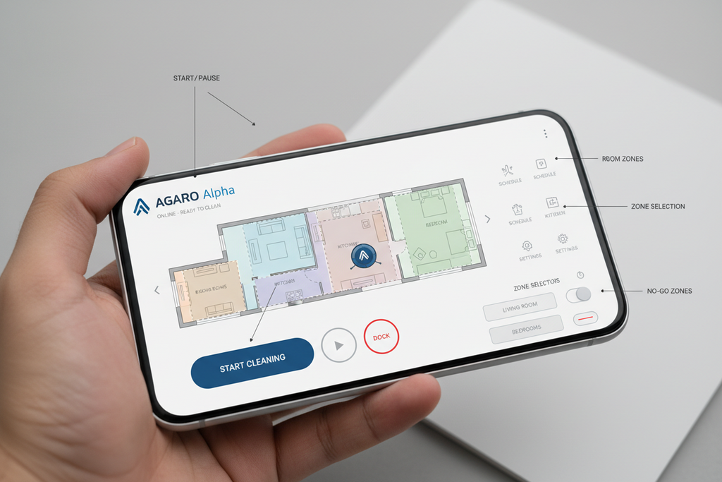 AGARO Alpha Robot Vacuum Cleaner App Control Mapping Guide