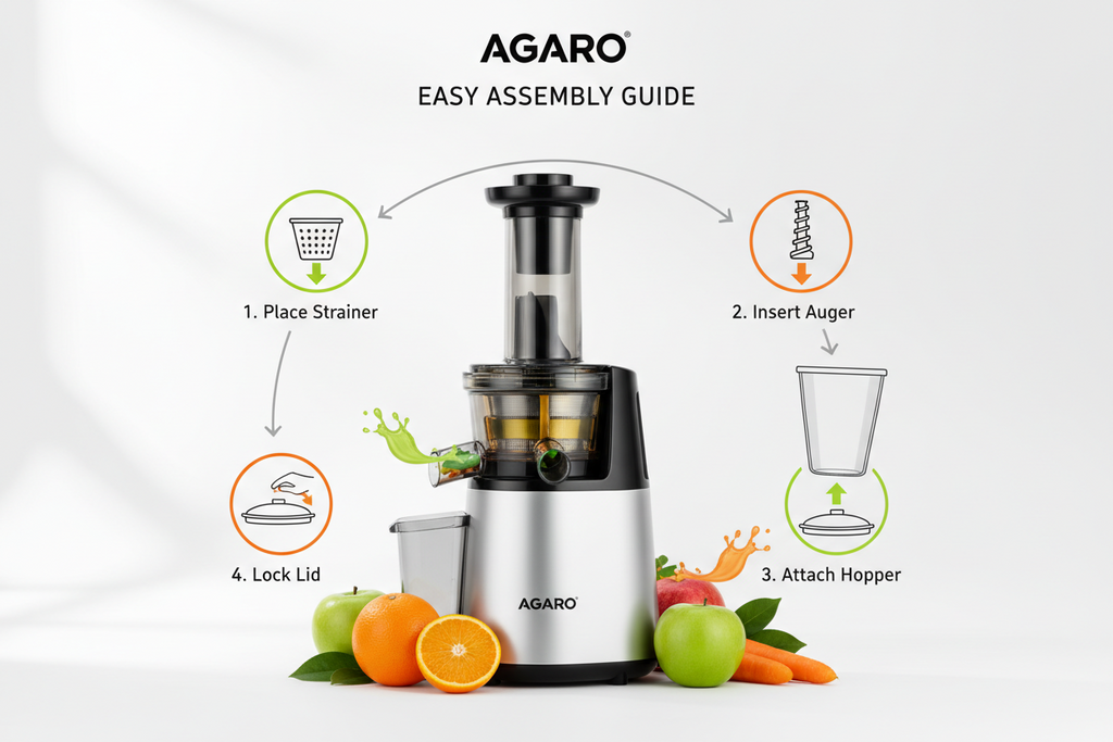 AGARO Slow Juicer Design &Easy Assembly Guide