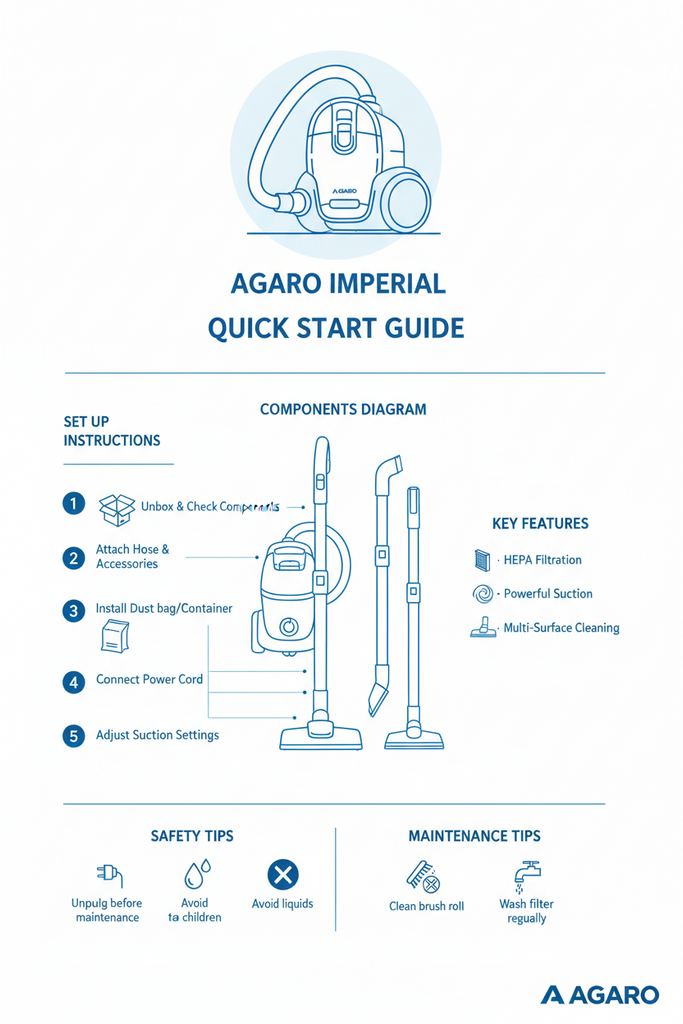 Complete AGARO Imperial Vacuum Cleaner User Guide & Setup Instructions