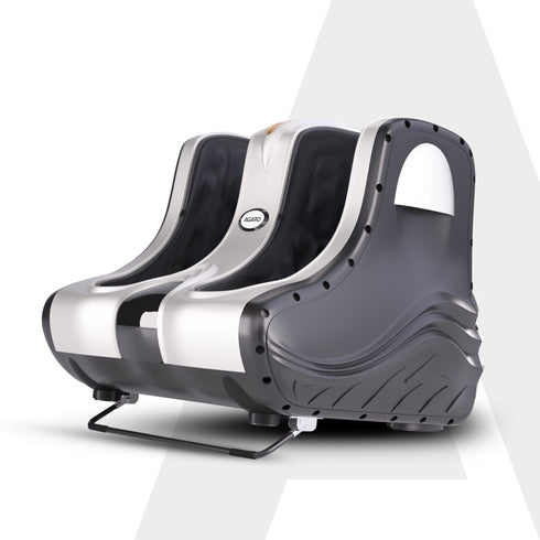 Amaze Foot, Calf & Leg Massager Machine , with Vibration & Heat, 3 Massage Levels, 4 motors for Home Usage (Silver - Black)