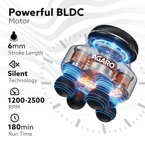 Royal Deep Tissue Body Massager with 4 Interchangeable Heads | Handheld Electric Vibration Massager for Neck, Back, Shoulder, Leg & Full Body Muscle Relief & Myofascial Release, Black