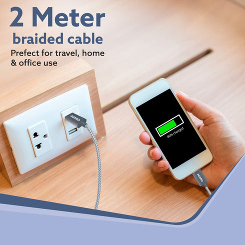 Type C to Type C Cable, 100W, 5A, Supports PD, Nylon Braided Fast Charging Cable, Compatible With Type C Devices Including Android Phone, iPhone, Laptop & MacBook, 2M, 480 Mbps Data Transmission