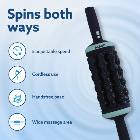 Supreme Rolling Massager with Forward & Reverse Rotation | 5 Speed Levels | Rechargeable Wireless Deep Tissue Roller for Back, Legs, Thighs & Arms | Auto Shut-Off & Hands-Free Base