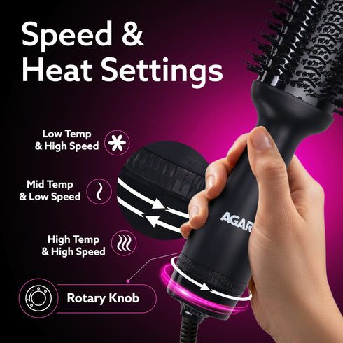 HV2179 Hot Air Brush for Hair, Blow Dryer Brush, Volumizer & Styler, 360° Airflow Vent, Oval Barrel for Hair Volume, Charcoal Bristles, Ceramic Coating Brushing Head, 1200W