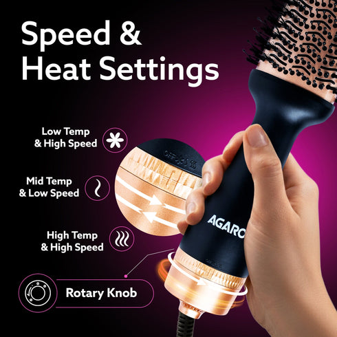 HV2179 Hot Air Brush for Hair, Blow Dryer Brush, Volumizer & Styler, 360° Airflow Vent, Oval Barrel for Hair Volume, Charcoal Bristles, Ceramic Coating Brushing Head, 1200W