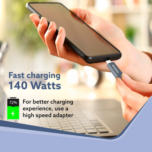 Type C to Type C Cable, 140W, Supports PD, Nylon Braided Fast Charging Cable, Compatible With Type C Devices Including Android Phone, iPhone, Laptop & MacBook etc, 1.5M, 480 Mbps Data Transmission