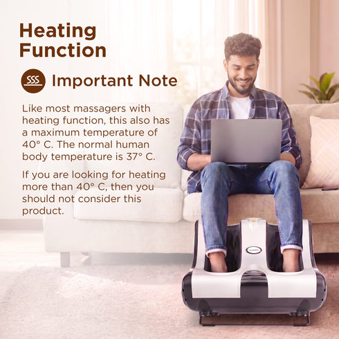 Amaze Foot, Calf & Leg Massager Machine , with Vibration & Heat, 3 Massage Levels, 4 motors for Home Usage (Silver - Black)
