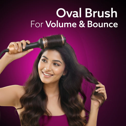 HV2179 Hot Air Brush for Hair, Blow Dryer Brush, Volumizer & Styler, 360° Airflow Vent, Oval Barrel for Hair Volume, Charcoal Bristles, Ceramic Coating Brushing Head, 1200W