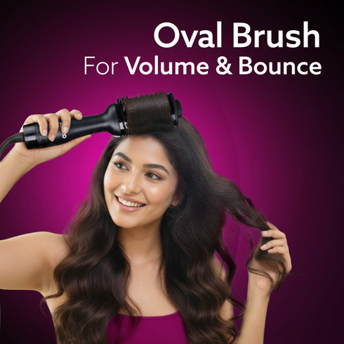 HV2179 Hot Air Brush for Hair, Blow Dryer Brush, Volumizer & Styler, 360° Airflow Vent, Oval Barrel for Hair Volume, Charcoal Bristles, Ceramic Coating Brushing Head, 1200W