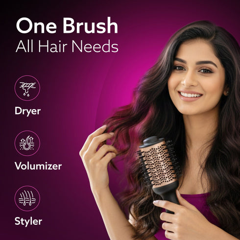 HV2179 Hot Air Brush for Hair, Blow Dryer Brush, Volumizer & Styler, 360° Airflow Vent, Oval Barrel for Hair Volume, Charcoal Bristles, Ceramic Coating Brushing Head, 1200W