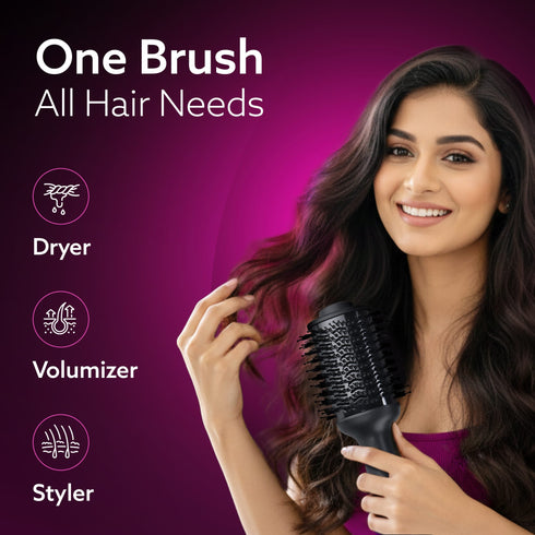 HV2179 Hot Air Brush for Hair, Blow Dryer Brush, Volumizer & Styler, 360° Airflow Vent, Oval Barrel for Hair Volume, Charcoal Bristles, Ceramic Coating Brushing Head, 1200W