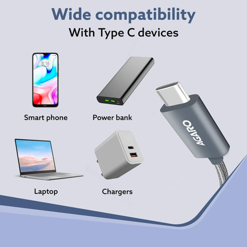 Type C to Type C Cable, 100W, 5A, Supports PD, Nylon Braided Fast Charging Cable, Compatible With Type C Devices Including Android Phone, iPhone, Laptop & MacBook, 2M, 480 Mbps Data Transmission