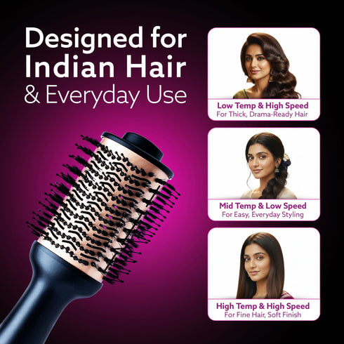 HV2179 Hot Air Brush for Hair, Blow Dryer Brush, Volumizer & Styler, 360° Airflow Vent, Oval Barrel for Hair Volume, Charcoal Bristles, Ceramic Coating Brushing Head, 1200W