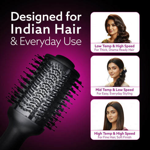 HV2179 Hot Air Brush for Hair, Blow Dryer Brush, Volumizer & Styler, 360° Airflow Vent, Oval Barrel for Hair Volume, Charcoal Bristles, Ceramic Coating Brushing Head, 1200W