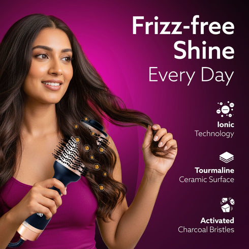 HV2179 Hot Air Brush for Hair, Blow Dryer Brush, Volumizer & Styler, 360° Airflow Vent, Oval Barrel for Hair Volume, Charcoal Bristles, Ceramic Coating Brushing Head, 1200W