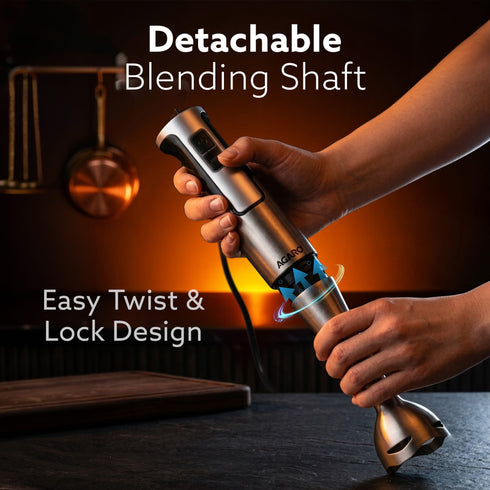 Regency Hand Blender, 600W, Variable Speed Modes & Speed Regulator, Stainless Steel Blades, Mixing, Blending, Whisking, Low Noise