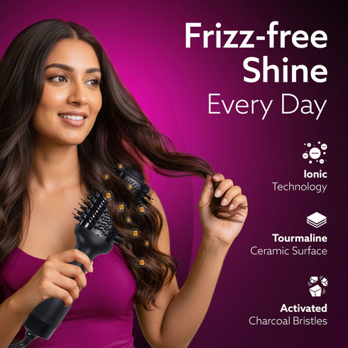 HV2179 Hot Air Brush for Hair, Blow Dryer Brush, Volumizer & Styler, 360° Airflow Vent, Oval Barrel for Hair Volume, Charcoal Bristles, Ceramic Coating Brushing Head, 1200W