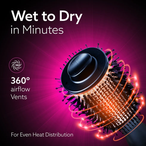 HV2179 Hot Air Brush for Hair, Blow Dryer Brush, Volumizer & Styler, 360° Airflow Vent, Oval Barrel for Hair Volume, Charcoal Bristles, Ceramic Coating Brushing Head, 1200W