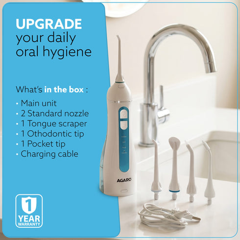 Ultra Plus Portable Dental Flosser for teeth, 5 Nozzles, Portable,Cordless & Rechargeable,4 Cleaning Modes,IPX7 Waterproof with 200ml Watertank, Flossing at Home & Travel,Oral Flosser,Oral Irrigator