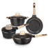 Imperial Granite Non Stick Cookware Set, 4pcs Cookware Set, 24cm &16cm Sauce pan with Lid, 28cm Deep Fry Pan with Lid, Cast Aluminium, Gas & Induction Compatible