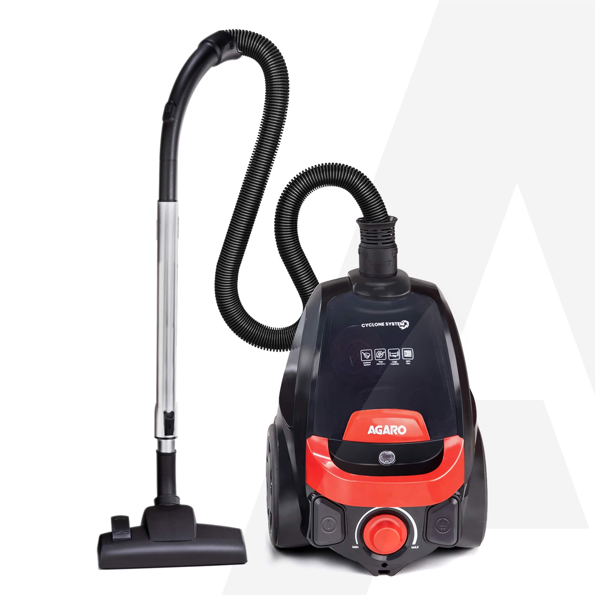 ICON Bagless Vacuum Cleaner , 1600Watts, For Home Use, Cyclonic Suction System, 24 kPa S uction power, Adjustable Suction Controller, Dry Vacuuming, 1.5L Bagless Dust Collector, Black and Red
