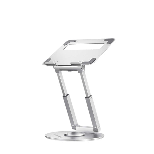 Foldable Laptop Stand Holder, 360° Rotating, Premium Metal Alloy, Ergonomic, Height Adjustable with Anti-Slip Silicone Pads, Heat Vent, Made for MacBook, HP, Dell, Lenovo, Laptops Up to 17"