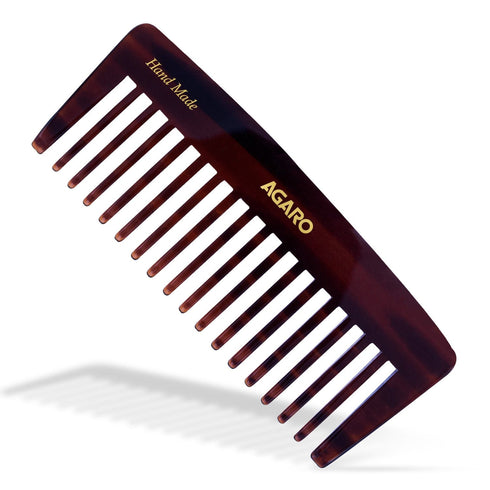 AGARO Hand Made Cellulose Acetate Comb HMC80, All Fine Tooth Dressing Comb, Smooth Rounded Teeth, Hair Styling, Hair Brushing, Hair Dressing, Brown