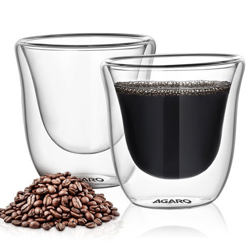 Elite Double Wall Glass Espresso Cups 80ml, Pack of 2 | Premium Borosilicate, Heat Resistant, Ideal for Coffee, Tea, Latte, Microwave & Dishwasher Safe