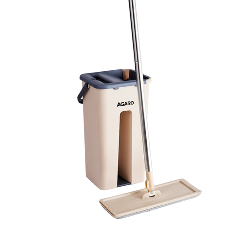 Flat Mop and Bucket Set | 360° Rotating Microfiber Flat Mop for Floor Cleaning | Hands-Free Squeeze & Wash Mop System with Bucket for Home Cleaning
