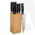 Galaxy 9 Pcs Kitchen Knives Set with Wooden Case, 7 Knives, 1 Knife Sharpener, 1 Wooden Case, High Carbon Stainless Steel, Non Slip Triple Rivet Strong Handle, Cooking, Cutting, Slicing, Silver