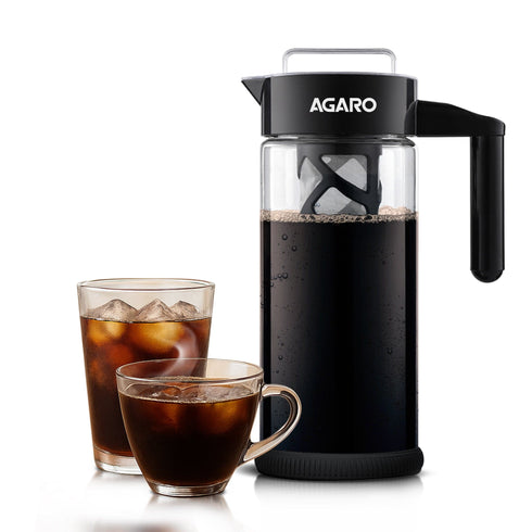 Regal Iced Brew Coffee Maker & Iced Tea Brewer – 1.3 L Borosilicate Glass Pitcher, Food Graded BPA Free Silicon with Reusable Mesh Filter – Dishwasher Safe – Ideal for Home & Travel