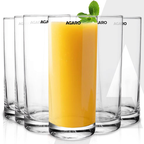 Elegant 290 ml Glasses Set of 6, Transparent Drinking Water Glass Set, Glass Tumbler for Water, Cold Drink, Juice, Dishwasher Safe, for Daily Use & Gifting