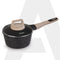 Imperial Granite Non Stick Sauce pan with Glass Lid, 1.5L / 16cm, Cast Aluminium Body, Tea Pan, Milk Pan, Soup Pan, Gas & Induction Compatible, Dark Grey