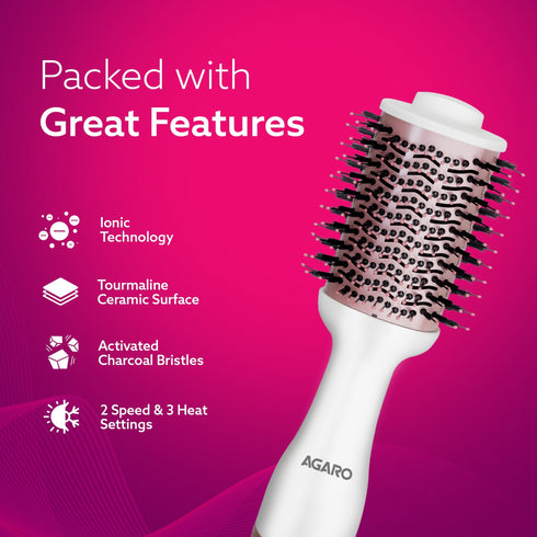 HV2179 Hot Air Brush for Hair, Blow Dryer Brush, Volumizer & Styler, 360° Airflow Vent, Oval Barrel for Hair Volume, Charcoal Bristles, Ceramic Coating Brushing Head, 1200W