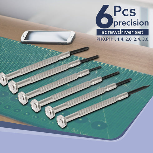 6-Piece Precision Screwdriver Set, for Home, DIY, Professional & Industrial Use Ideal for Carpentry, Construction, Mechanical & Plumbing Tasks