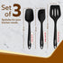 Deluxe Silicone Spatula Set of 3, Cooking and Mixing, for Non-Stick Cookware, BPA Free, Seamless Design, Black