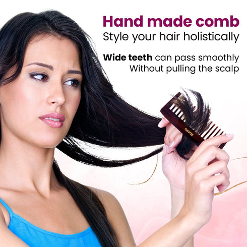 AGARO Hand Made Cellulose Acetate Comb HMC80, All Fine Tooth Dressing Comb, Smooth Rounded Teeth, Hair Styling, Hair Brushing, Hair Dressing, Brown