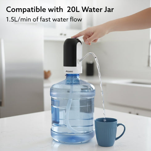 Delite Electric Water Dispenser Pump for 20 Litre Water Bottle | USB Charging, Portable Automatic Drinking Water Pump for Home, Office, Travel & Kitchen, Camping, Party