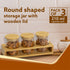 Elite Borosilicate Glass Jar 210 ml With Wooden Rack, Storage Glass Container, Transparent, Kitchen Organiser, Multipurpose Jar, Pack of 3