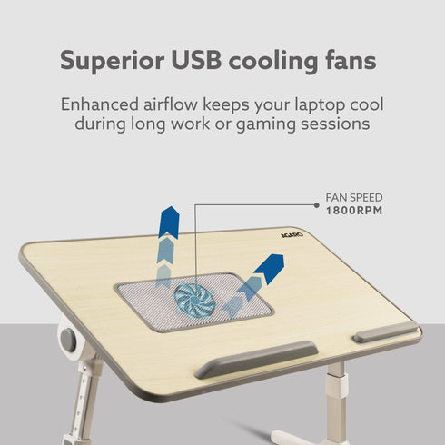 Laptop Table with 1800 RPM USB Cooling Fans