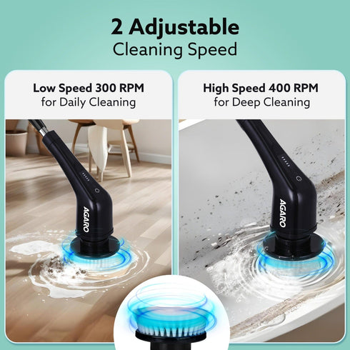 Royal Electric Spin Scrubber, Cleaning Brush Scrubber for Home, 400RPM/Mins-8 Replaceable Brush Heads-90Mins Work Time, 3 Adjustable Size, 2 Adjustable Speeds