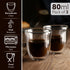 Elite Double Wall Glass Espresso Cups 80ml, Pack of 2 | Premium Borosilicate, Heat Resistant, Ideal for Coffee, Tea, Latte, Microwave & Dishwasher Safe