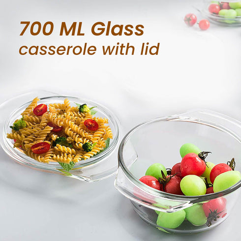 Elite Glass Casserole With Lid - 700ml