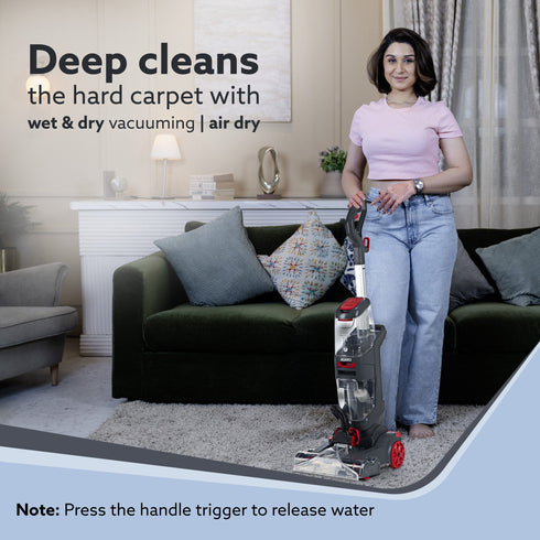 Elite Upright Wet & Dry Carpet Cleaner, 800W, 13.5 kPa Suction Pressure, 2 in 1 Handheld Carpet Spot Cleaner Machine, Dual Rolling Brush, Upholstery Cleaner, Carpet Washer for Spills & Stains