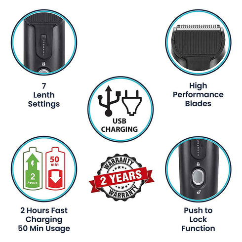 MT 5001 Beard Trimmer for Men, 50min Run Time, USB Charging, Fast Charge, Rechargeable Battery