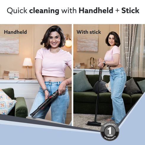 Sapphire Hand Held Vacuum Cleaner, Up to 15 kPa Powerful Suction with Fast Charging Dock, Rechargeable, Portable, Brushless Motor, Multiple Accessories, Lightweight, Home, Office & Car, Black