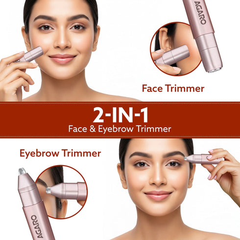 Facial Hair Remover |Eyebrow Trimmer FHR190 Rose Gold For Women, Rechargeable, Cordless, Safe & Painless Electric Shaver, Hypoallergenic Blade, Multipurpose Use For Upper Lip, Chin