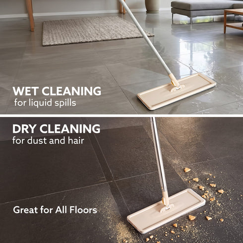 Flat Mop and Bucket Set | 360° Rotating Microfiber Flat Mop for Floor Cleaning | Hands-Free Squeeze & Wash Mop System with Bucket for Home Cleaning