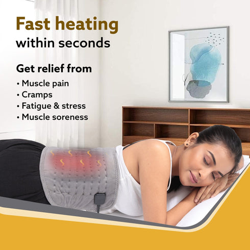 Ortho Electric Heating Pad, Orthopaedic Heating Belt with Temperature Controller, Heat Therapy Waist Belt, for Pain Relief of Back, Neck, Lumbar Muscle Strain, Cramps ( Grey, HP4112)
