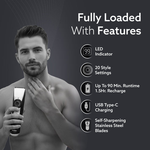 Beard Trimmer MT1155, Adjustable Beard Trimmer for Men with Precision Dial, USB Rechargeable, 20 Length Settings Mustache Trimmer for Mens Gifts